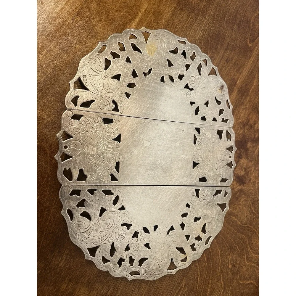 Adjustable Silver Plated Footed  Trivet Stand
